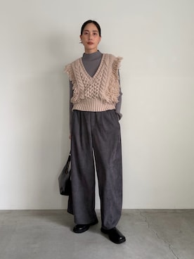 「アイテム（スリッポン）」を使った、asamiさん（レディース・163cm）の冬コーディネート