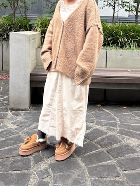 「アイテム（シューズ、イエロー系）」を使った、wakaba03さん（レディース・156cm）の冬コーディネート