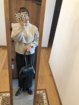 「ANGIE（アンジー）の3WAYレイヤードニットセットプルオーバー（ニット/セーター、ベージュ系）」を使った、ふにゅさん（レディース・168cm）の秋コーディネート