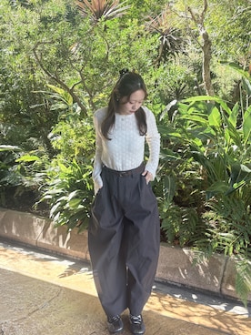 「アイテム（カーゴパンツ）」を使った、naco ༊*·˚さん（レディース・164cm）の冬コーディネート