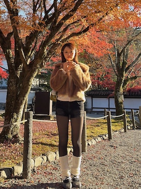 「アイテム（レッグウェア）」を使った、naco ༊*·˚さん（レディース・164cm）の冬コーディネート