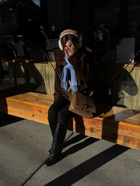 「アイテム（イヤーマフ）」を使った、chinaさん（レディース・160cm）の冬コーディネート