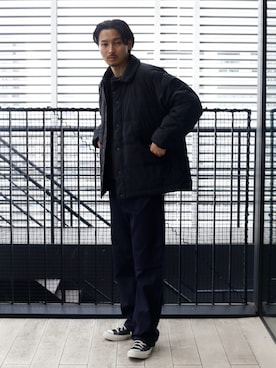 「アイテム（ダウンジャケット/コート）」を使った、THE TOKYO MENS さん（メンズ・183cm）の秋コーディネート