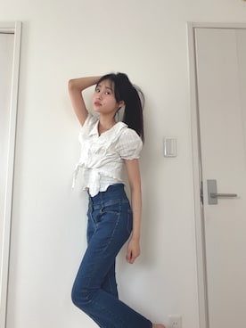 「FUN（ファン）のアイテム」を使った、白川みれんさん（レディース・163cm）の夏コーディネート