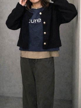 「しまむら（シマムラ）のアイテム（カーディガン/ボレロ）」を使った、manuruさん（レディース・160cm）の冬コーディネート