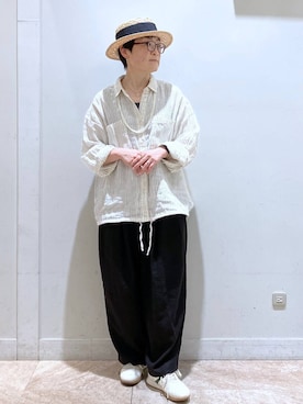 「studio CLIP（スタディオクリップ）のアイテム（パンツ）」を使った、ぽんかよさん（レディース・157cm）の春コーディネート