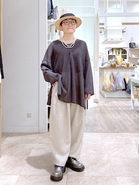 「niko and...（ニコアンド）のオリジナル2Pレースアップシューズ（その他シューズ、その他）」を使った、ぽんかよさん（レディース・157cm）の春コーディネート