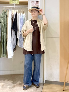 「Andemiu（アンデミュウ）のアイテム」を使った、ぽんかよさん（レディース・157cm）の夏コーディネート