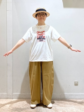 「LAKOLE（ラコレ）のパールロングネックレス / 601919（ネックレス、ホワイト系）」を使った、ぽんかよさん（レディース・157cm）の春コーディネート