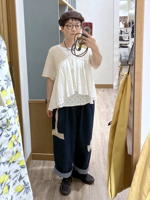 ドットプリントフレアシルエットTシャツ