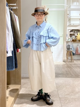 「Samansa Mos2（サマンサ モスモス）のアイテム（帽子）」を使った、ぽんかよさん（レディース・157cm）の春コーディネート