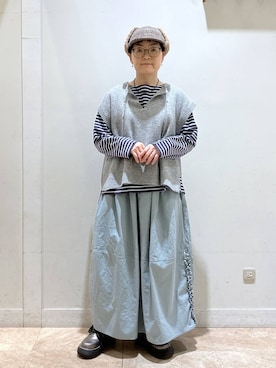 「アイテム（ネックレス、ブルー系）」を使った、ぽんかよさん（レディース・157cm）の秋コーディネート