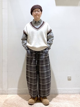 「studio CLIP（スタディオクリップ）のアイテム（その他パンツ）」を使った、ぽんかよさん（レディース・157cm）の秋コーディネート
