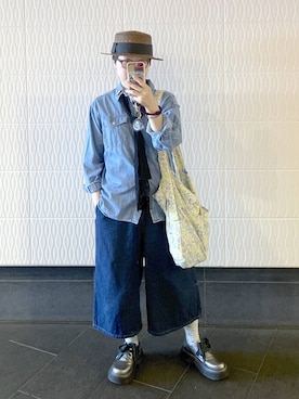 「niko and...（ニコアンド）のオリジナル2Pレースアップシューズ（その他シューズ、その他）」を使った、ぽんかよさん（レディース・157cm）の春コーディネート