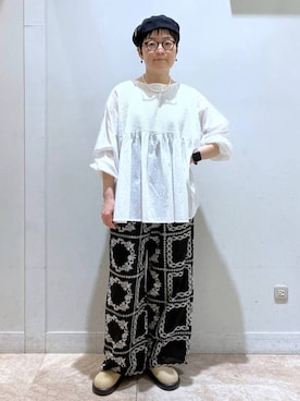 「studio CLIP（スタディオクリップ）のコットンレイヤードタンクトップ（タンクトップ、ブラック系）」を使った、ぽんかよさん（レディース・157cm）の春コーディネート