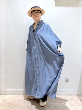 「LAKOLE（ラコレ）のパールロングネックレス / 601919（ネックレス、ホワイト系）」を使った、ぽんかよさん（レディース・157cm）の春コーディネート