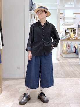 「niko and...（ニコアンド）のオリジナル2Pレースアップシューズ（その他シューズ、その他）」を使った、ぽんかよさん（レディース・157cm）の春コーディネート