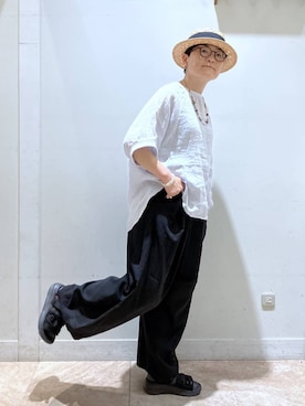 「Andemiu（アンデミュウ）のアイテム」を使った、ぽんかよさん（レディース・157cm）の夏コーディネート