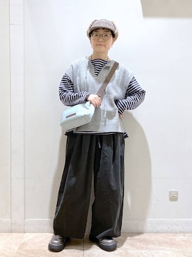 「アイテム（ネックレス、ブルー系）」を使った、ぽんかよさん（レディース・157cm）の秋コーディネート