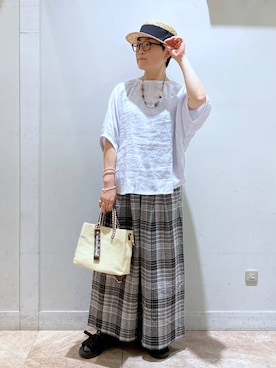 「Andemiu（アンデミュウ）のアイテム」を使った、ぽんかよさん（レディース・157cm）の夏コーディネート