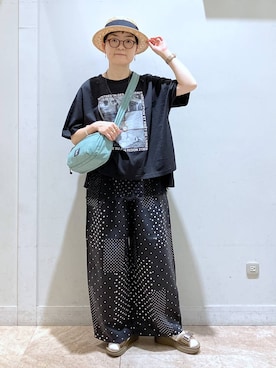 「niko and...（ニコアンド）のテープベルトスポーツサンダル（サンダル、その他）」を使った、ぽんかよさん（レディース・157cm）の夏コーディネート