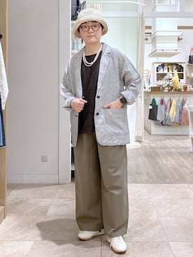 「LAKOLE（ラコレ）のステンレスバイカラーイヤリング / 318571（イヤリング、その他）」を使った、ぽんかよさん（レディース・157cm）の春コーディネート