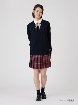 「EASTBOY（イーストボーイ）のソックス 両面刺繍 13cm丈 通学 靴下 中学生 高校生 スクール（ソックス/靴下、ブルー系）」を使った、EASTBOY 1さん（レディース・158cm）の秋コーディネート