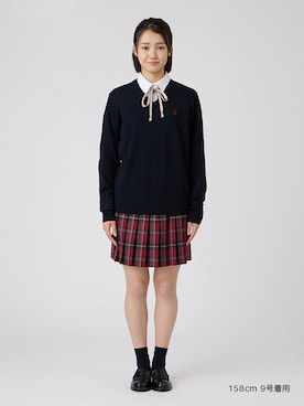 「EASTBOY（イーストボーイ）のソックス 両面刺繍 13cm丈 通学 靴下 中学生 高校生 スクール（ソックス/靴下、ブルー系）」を使った、EASTBOY 1さん（レディース・158cm）の秋コーディネート