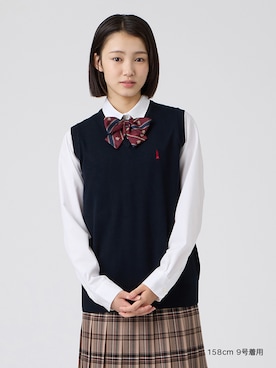 「EASTBOY（イーストボーイ）のシャツ 長袖 ブラウス 女子 通学 制服 学生服 中学生 高校生 スクール 入学式 卒業式（シャツ/ブラウス、ホワイト系）」を使った、EASTBOY 1さん（レディース・158cm）の秋コーディネート