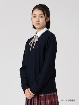 「EASTBOY（イーストボーイ）のシャツ 長袖 ブラウス 女子 通学 制服 学生服 中学生 高校生 スクール 入学式 卒業式（シャツ/ブラウス、ホワイト系）」を使った、EASTBOY 1さん（レディース・158cm）の秋コーディネート