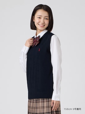 「EASTBOY（イーストボーイ）のシャツ 長袖 ブラウス 女子 通学 制服 学生服 中学生 高校生 スクール 入学式 卒業式（シャツ/ブラウス、ホワイト系）」を使った、EASTBOY 1さん（レディース・158cm）の秋コーディネート