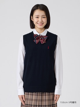 「EASTBOY（イーストボーイ）のシャツ 長袖 ブラウス 女子 通学 制服 学生服 中学生 高校生 スクール 入学式 卒業式（シャツ/ブラウス、ホワイト系）」を使った、EASTBOY 1さん（レディース・158cm）の秋コーディネート