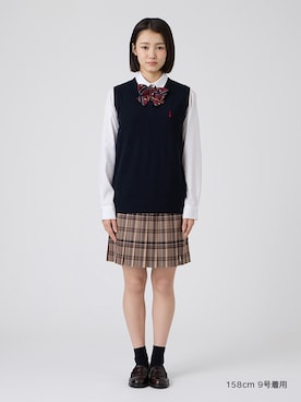 「EASTBOY（イーストボーイ）のソックス 両面刺繍 13cm丈 通学 靴下 中学生 高校生 スクール（ソックス/靴下、ブルー系）」を使った、EASTBOY 1さん（レディース・158cm）の秋コーディネート