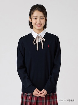 「EASTBOY（イーストボーイ）のシャツ 長袖 ブラウス 女子 通学 制服 学生服 中学生 高校生 スクール 入学式 卒業式（シャツ/ブラウス、ホワイト系）」を使った、EASTBOY 1さん（レディース・158cm）の秋コーディネート