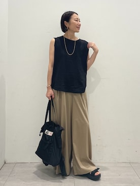 「JOURNAL STANDARD relume（ジャーナルスタンダード　レリューム）の《WEB・一部店舗限定》【relume×Oyama】バングル（ブレスレット、ゴールド系）」を使った、MATSUさん（レディース・154cm）の夏コーディネート