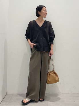 「JOURNAL STANDARD relume（ジャーナルスタンダード　レリューム）のキュプライージーパンツ（その他パンツ、ブラウン系）」を使った、MATSUさん（レディース・154cm）の春コーディネート