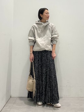 「JOURNAL STANDARD relume（ジャーナルスタンダード　レリューム）の《追加3》TCワッフルロングスリーブTシャツ（Tシャツ/カットソー、ブラック系）」を使った、MATSUさん（レディース・154cm）の冬コーディネート