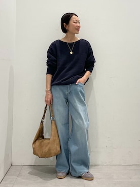 「JOURNAL STANDARD relume（ジャーナルスタンダード　レリューム）の《追加2 / 手洗い可》ハーフトレンチコート（トレンチコート、ブルー系）」を使った、MATSUさん（レディース・154cm）の春コーディネート