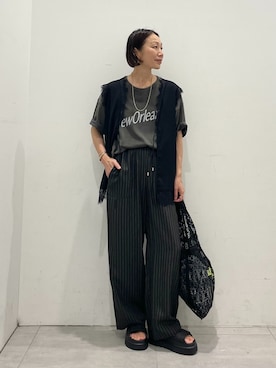 「JOURNAL STANDARD relume（ジャーナルスタンダード　レリューム）の《WEB・一部店舗限定》【relume×Oyama】バングル（ブレスレット、ゴールド系）」を使った、MATSUさん（レディース・154cm）の夏コーディネート