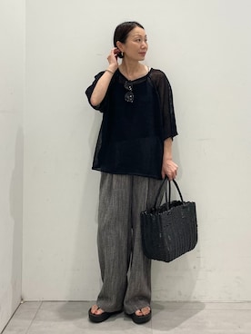「JOURNAL STANDARD relume（ジャーナルスタンダード　レリューム）のバックオープンカップ付きキャミソール（キャミソール、ブラック系）」を使った、MATSUさん（レディース・154cm）の春コーディネート