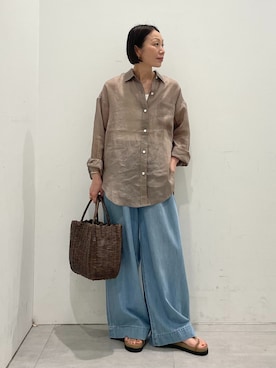 「JOURNAL STANDARD relume（ジャーナルスタンダード　レリューム）のリラックスイージーワイドデニム（デニムパンツ、ブルー系）」を使った、MATSUさん（レディース・154cm）の春コーディネート