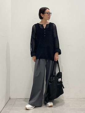 「JOURNAL STANDARD relume（ジャーナルスタンダード　レリューム）の《追加4》Vis/Polyスクエアネックリブタンクトップ（タンクトップ、ブラック系）」を使った、MATSUさん（レディース・154cm）の春コーディネート