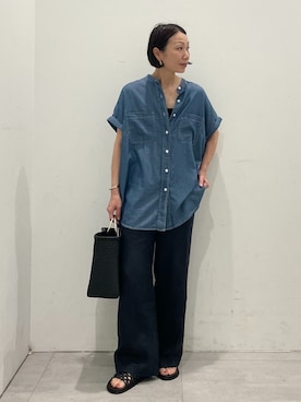 「JOURNAL STANDARD relume（ジャーナルスタンダード　レリューム）の《WEB・一部店舗限定》【relume×Oyama】バングル（ブレスレット、ゴールド系）」を使った、MATSUさん（レディース・154cm）の夏コーディネート