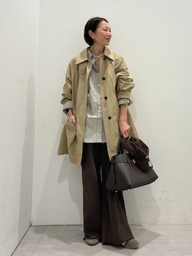 「JOURNAL STANDARD relume（ジャーナルスタンダード　レリューム）の［26SS新作］コットンナイロンAラインステンコート（ステンカラーコート、ベージュ系）」を使った、MATSUさん（レディース・154cm）の冬コーディネート