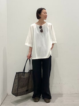 「JOURNAL STANDARD relume（ジャーナルスタンダード　レリューム）の《WEB・一部店舗限定》【relume×Oyama】バングル（ブレスレット、ゴールド系）」を使った、MATSUさん（レディース・154cm）の春コーディネート