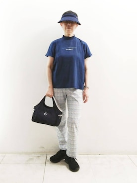「アイテム（サンバイザー）」を使った、クロさんさん（レディース・158cm）の春コーディネート