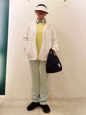 「アイテム（サンバイザー）」を使った、クロさんさん（レディース・158cm）の冬コーディネート