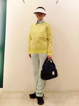 「アイテム（サンバイザー）」を使った、クロさんさん（レディース・158cm）の冬コーディネート