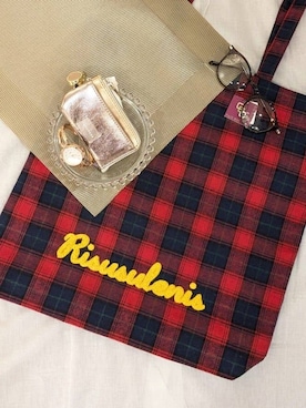 「one'sterrace（ワンズテラス）のSE サガラ刺繍ロゴチェックトート（トートバッグ、レッド系）」を使った、M.a*さん（レディース・158cm）の秋コーディネート