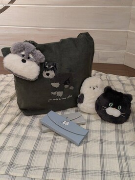 「one'sterrace（ワンズテラス）のSE アニマル刺繍 コーデュロイトート（トートバッグ、グリーン系）」を使った、M.a*さん（レディース・158cm）の秋コーディネート